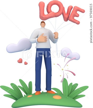 3d character in the festival of Valentine's Day. 3d rendering of graphic resourse. 3d character in the festival of Valentine's Day. 3d rendering of graphic resourse. 97569015