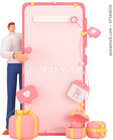 3d character in the festival of Valentine's Day. 3d rendering of graphic resourse. 3d character in the festival of Valentine's Day. 3d rendering of graphic resourse. 97569016