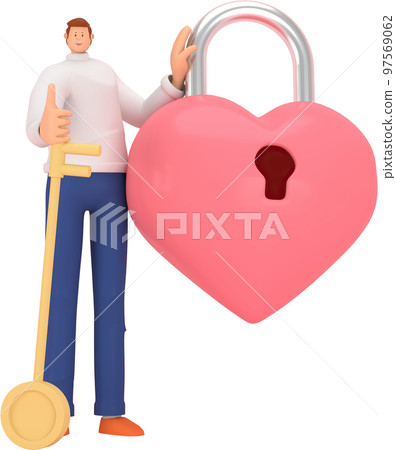 3d character in the festival of Valentine's Day. 3d rendering of graphic resourse. 3d character in the festival of Valentine's Day. 3d rendering of graphic resourse. 97569062