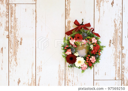 Handmade Christmas wreath Christmas wreath using fresh flowers Flower arrangement by wreath designer 97569250