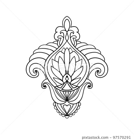 Abstract doodle lacy pattern for decoration. Decorative ornament. Coloring book page. 97570291