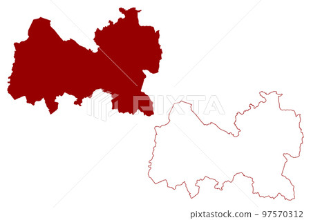 Guildford Non-metropolitan district, borough (United Kingdom of Great Britain and Northern Ireland, ceremonial county Surrey, England) map vector illustration, scribble sketch Guildford Non-metropolitan district, borough (United Kingdom of Great Britain and Northern Ireland, ceremonial county Surrey, England) map vector illustration, scribble sketch 97570312