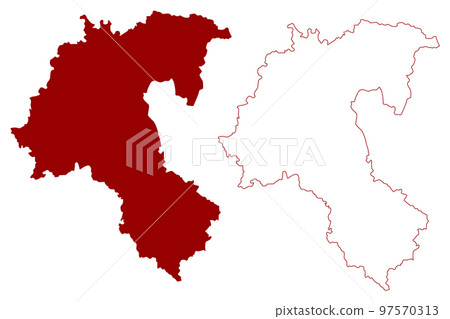Hambleton Non-metropolitan district (United Kingdom of Great Britain and Northern Ireland, ceremonial county North Yorkshire, England) map vector illustration, scribble sketch map 97570313