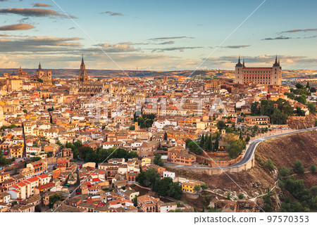 Toledo, Spain Town at Dawn 97570353