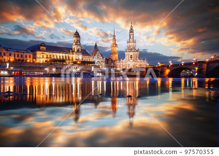 Dresden, Germany on the Elbe River 97570355