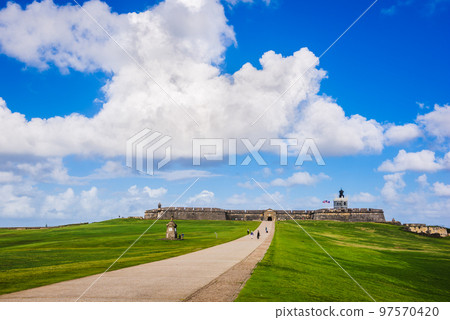 San Juan, Puerto Rico at the road to Castillo San Felipe del Morro San Juan, Puerto Rico at the road to Castillo San Felipe del Morro 97570420