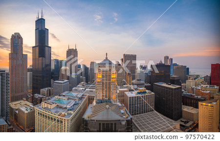 Chicago, Illinois, USA Aerial Downtown Skyline 97570422