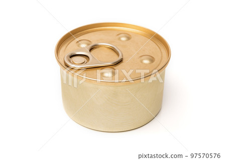 Small tin can isolated on a white background. Small tin can isolated on a white background. 97570576