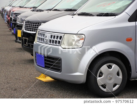Used car image Light cars lined up at dealers 97570612