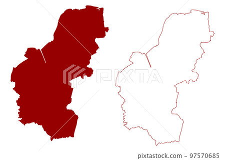 King's Lynn and West Norfolk non-metropolitan district, Borough (United Kingdom of Great Britain and Northern Ireland, ceremonial county Norfolk, England) map vector illustration, scribble sketch map 97570685