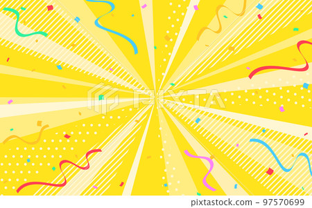 A pop and cute yellow radial line with confetti 97570699