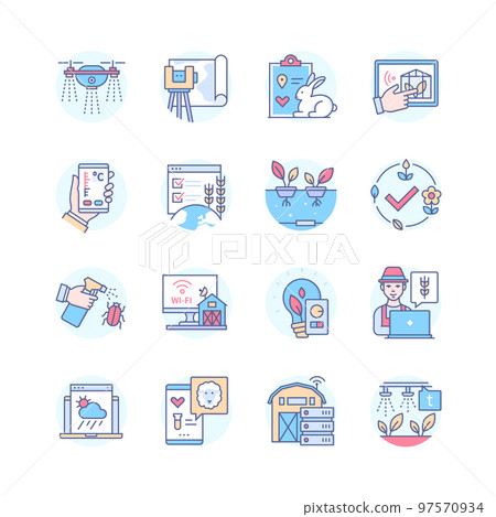 Smart farm - line design style icons set 97570934