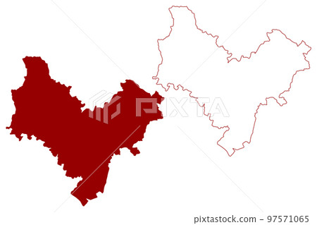 Stratford-on-Avon Non-metropolitan district (United Kingdom of Great Britain and Northern Ireland, ceremonial county Warwickshire or Warks, England) map vector, scribble sketch Stratford on Avon 97571065