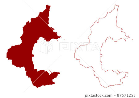 Torbay Borough and unitary authority (United Kingdom of Great Britain and Northern Ireland, ceremonial county Devon or Devonshire, England) map vector illustration, scribble sketch map 97571255
