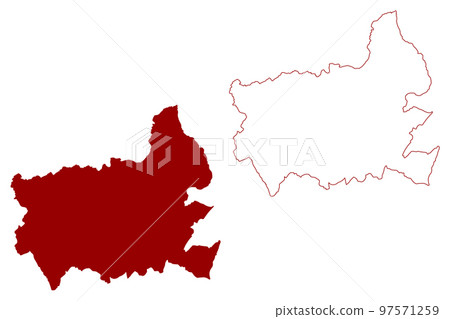 Vale of White Horse Non-metropolitan district, (United Kingdom of Great Britain and Northern Ireland, ceremonial county Oxfordshire, England) map vector illustration, scribble sketch map Vale of White Horse Non-metropolitan district, (United Kingdom of Great Britain and Northern Ireland, ceremonial county Oxfordshire, England) map vector illustration, scribble sketch map 97571259