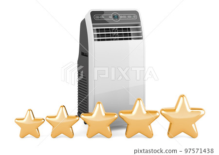 Customer rating of portable air conditioner, concept. 3D rendering Customer rating of portable air conditioner, concept. 3D rendering 97571438