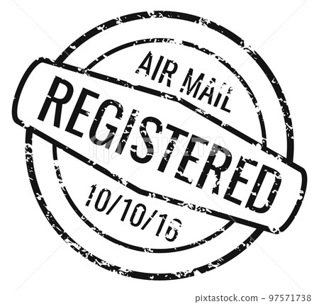 Air mail stamp. Grunge round postal label Air mail stamp. Grunge round postal label 97571738