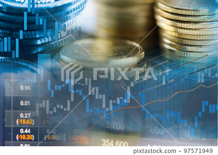 Stock market investment trading financial, coin and graph chart or Forex for analyze profit finance business trend data background. Stock market investment trading financial, coin and graph chart or Forex for analyze profit finance business trend data background. 97571949
