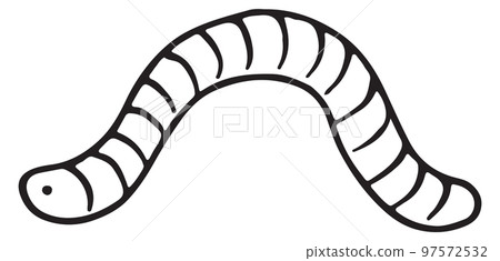 Worm doodle. Hand drawn animal. Earthworm sketch Worm doodle. Hand drawn animal. Earthworm sketch 97572532