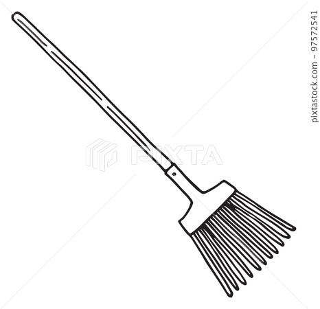Broom sketch. Hand drawn cleaning tool doodle 97572541