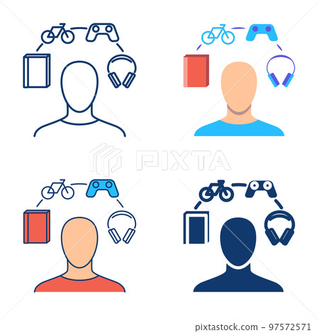 Choosing hobby icon set in flat and line style Choosing hobby icon set in flat and line style 97572571