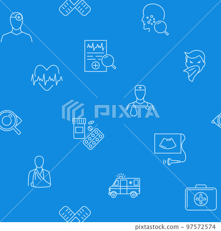 Medicine seamless pattern in line style Medicine seamless pattern in line style 97572574