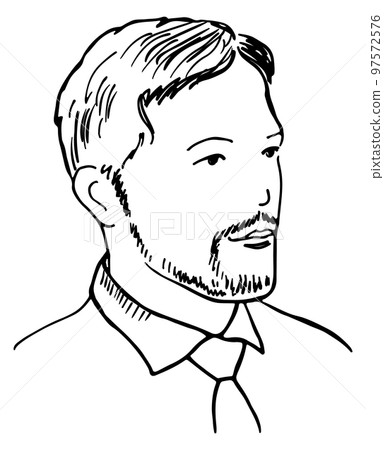 Bearded man sketch. Male portrait ink drawing Bearded man sketch. Male portrait ink drawing 97572576