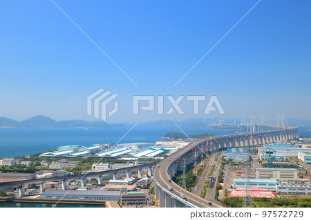 [香川縣]從松辻山展望台看到的瀨戶大橋和盤王工業區 97572729