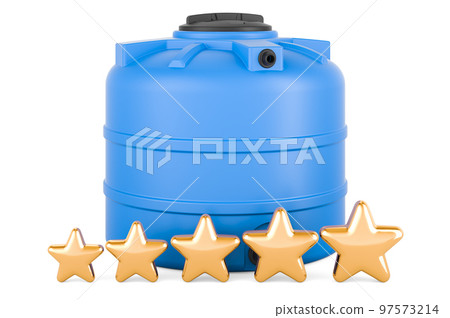 Customer rating of plastic water tank, container. 3D rendering Customer rating of plastic water tank, container. 3D rendering 97573214