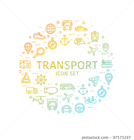 Transport Round Design Template Thin Line Icon Concept. Vector Transport Round Design Template Thin Line Icon Concept. Vector 97573287