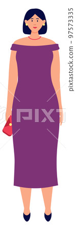 Pretty young woman in long dress. Attractive person Pretty young woman in long dress. Attractive person 97573335