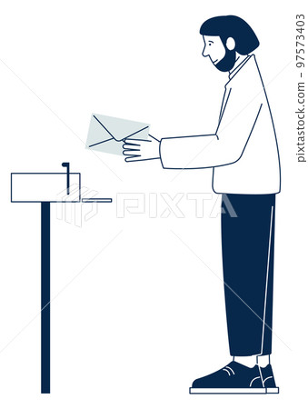 Man taking letter from mail box. Postal adress 97573403