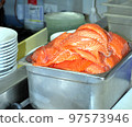 Raw salmon ready to be cooked for dinner. 97573946
