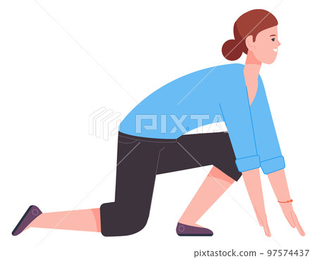 Woman ready for competition. Work challenge run position Woman ready for competition. Work challenge run position 97574437