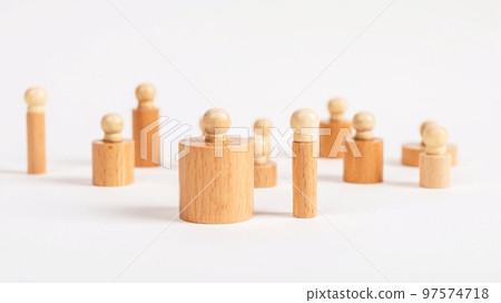 Thin and thick Montessori knobbed cylinders. Comparison between small and large. Diversity, difference concept. Wooden childish game 97574718