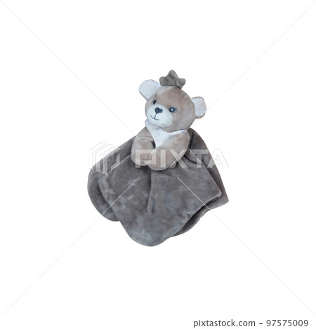 Cute bear baby's cuddly toy isolated image, soft focus and clipping path, decor for art presentation, mockup 97575009