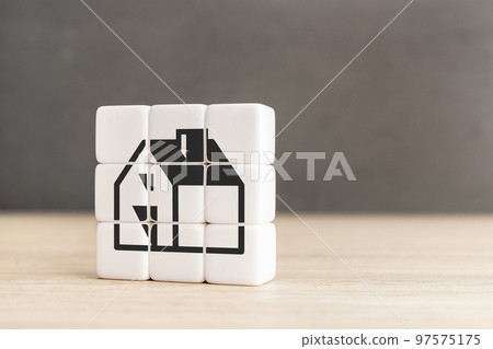 Cube blocks with house icon. Real estate concept Cube blocks with house icon. Real estate concept 97575175