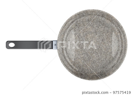 Frypan with Granite Inner Coating, top view. 3D rendering 97575419