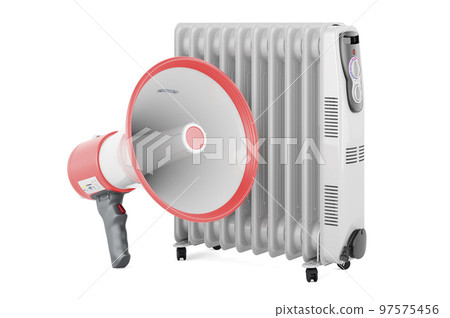 Electric oil heater with megaphone, 3D rendering 97575456