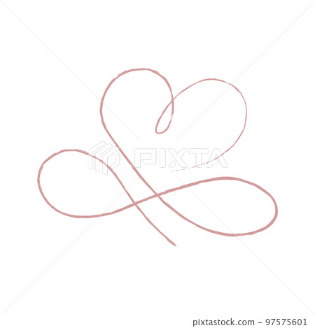 Red thin lines two hearts love infinity symbol on white background - Vector 97575601