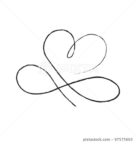 Black thin lines two hearts love infinity symbol on white background - Vector Black thin lines two hearts love infinity symbol on white background - Vector 97575603