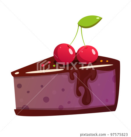 Chocolate Cake with Cherry as Festival and Birthday Party Element Vector Illustration 97575823