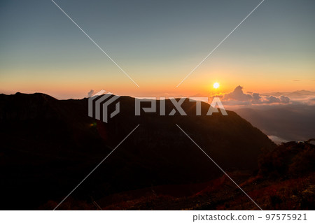 beautiful sunset in the mountains of Krasnaya Polyana beautiful sunset in the mountains of Krasnaya Polyana 97575921