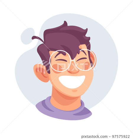 Man in Glasses Showing Emotion of Happiness with Wide Grin Vector Illustration Man in Glasses Showing Emotion of Happiness with Wide Grin Vector Illustration 97575922