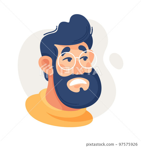 Bearded Man in Glasses Showing Emotion of Scare Vector Illustration Bearded Man in Glasses Showing Emotion of Scare Vector Illustration 97575926
