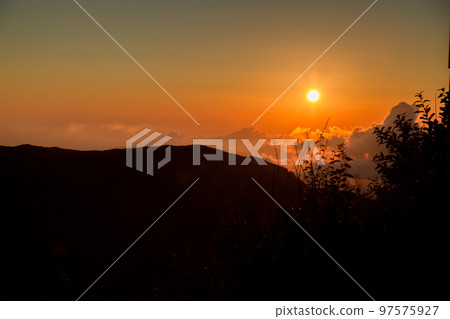 beautiful sunset in the mountains of Krasnaya Polyana beautiful sunset in the mountains of Krasnaya Polyana 97575927