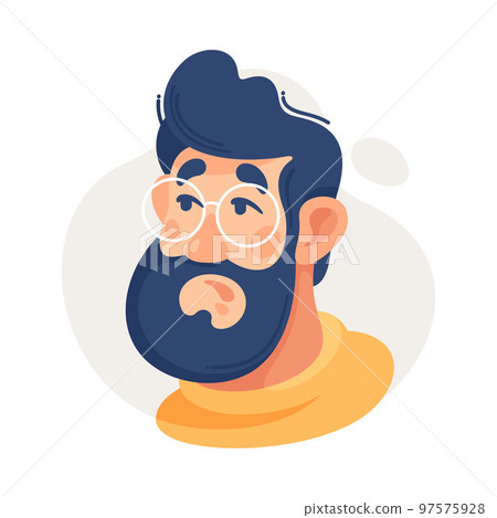 Bearded Man in Glasses Showing Emotion of Surprise Vector Illustration 97575928