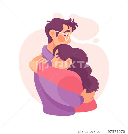 Embracing Man and Woman Loving and Feeling Happy Vector Illustration Embracing Man and Woman Loving and Feeling Happy Vector Illustration 97575970