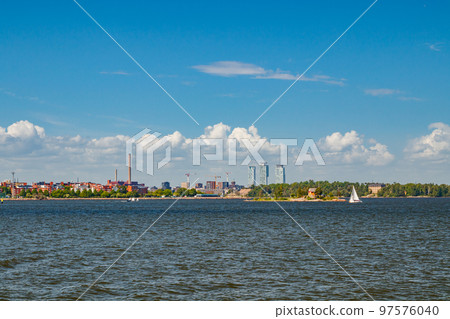 Panoramic view of Helsinki from the sea and Suomenlinna Fortress. Panoramic view of Helsinki from the sea and Suomenlinna Fortress. 97576040