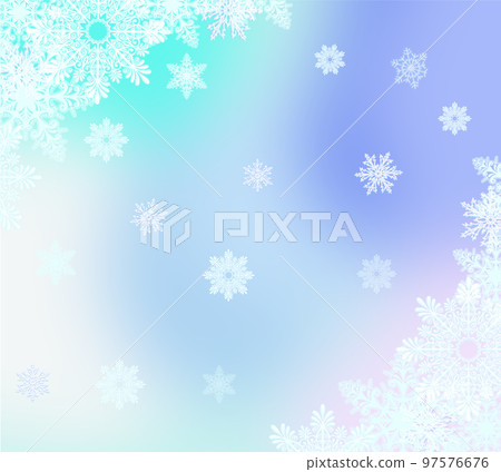 Winter Snowflakes Frame Illustration On Green And Blue Background 97576676